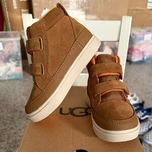 UGG Kids Tan Sneakers with Velcro Straps